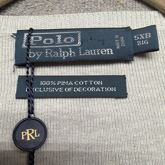 Polo Ralph Lauren Pima Cotton V Neck Sweater Taupe Big & Tall 5XB - Picture 3 of 7